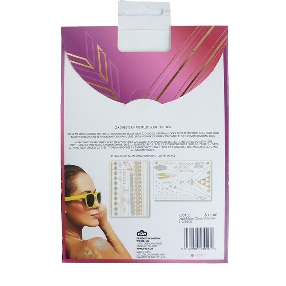 Women Lady Metallic gold silver color boho arm Body Temporary Tattoo Sticker Art - Picture 4 of 7